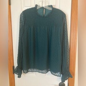 Sheer Sleeve Swiss Dot Blouse